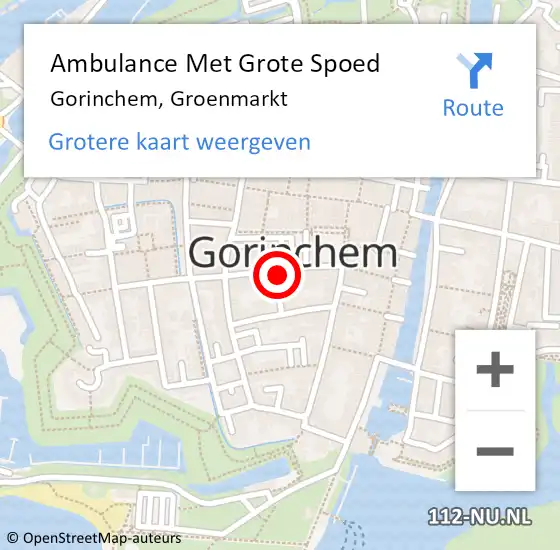 Locatie op kaart van de 112 melding: Ambulance Met Grote Spoed Naar Gorinchem, Groenmarkt op 24 augustus 2024 23:01