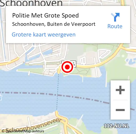 Locatie op kaart van de 112 melding: Politie Met Grote Spoed Naar Schoonhoven, Buiten de Veerpoort op 24 augustus 2024 23:03