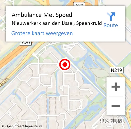 Locatie op kaart van de 112 melding: Ambulance Met Spoed Naar Nieuwerkerk aan den IJssel, Speenkruid op 24 augustus 2024 23:04