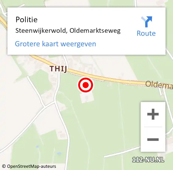 Locatie op kaart van de 112 melding: Politie Steenwijkerwold, Oldemarktseweg op 24 augustus 2024 23:22