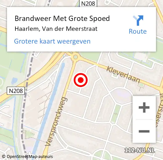 Locatie op kaart van de 112 melding: Brandweer Met Grote Spoed Naar Haarlem, Van der Meerstraat op 24 augustus 2024 23:25