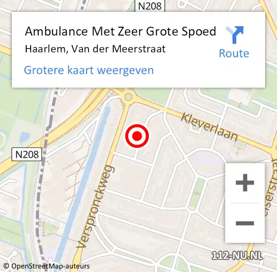 Locatie op kaart van de 112 melding: Ambulance Met Zeer Grote Spoed Naar Haarlem, Van der Meerstraat op 24 augustus 2024 23:25