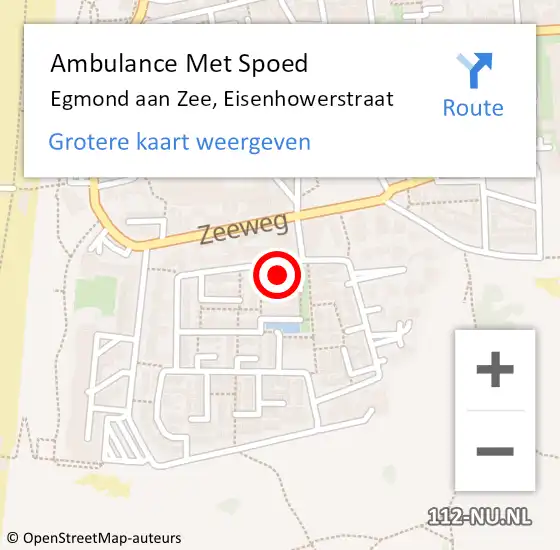 Locatie op kaart van de 112 melding: Ambulance Met Spoed Naar Egmond aan Zee, Eisenhowerstraat op 17 oktober 2014 16:18