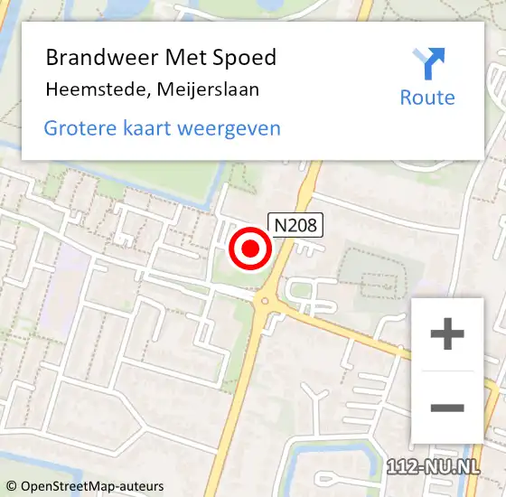 Locatie op kaart van de 112 melding: Brandweer Met Spoed Naar Heemstede, Meijerslaan op 24 augustus 2024 23:32