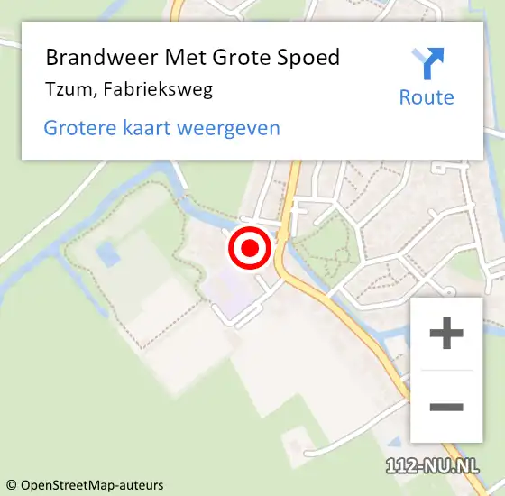 Locatie op kaart van de 112 melding: Brandweer Met Grote Spoed Naar Tzum, Fabrieksweg op 24 augustus 2024 23:42