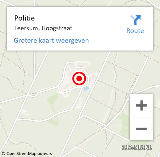 Locatie op kaart van de 112 melding: Politie Leersum, Hoogstraat op 24 augustus 2024 23:46