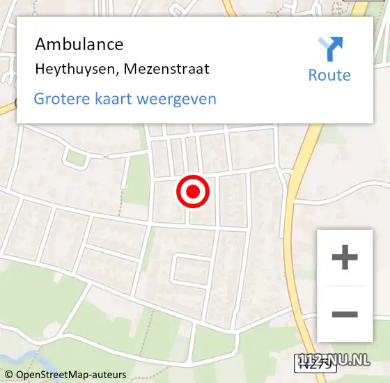 Locatie op kaart van de 112 melding: Ambulance Heythuysen, Mezenstraat op 17 oktober 2014 16:19