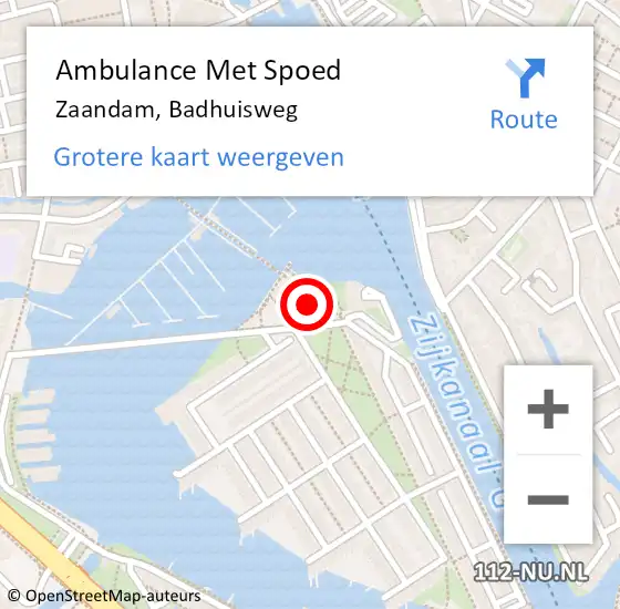 Locatie op kaart van de 112 melding: Ambulance Met Spoed Naar Zaandam, Badhuisweg op 25 augustus 2024 00:07