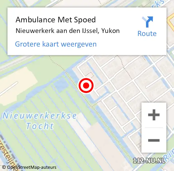 Locatie op kaart van de 112 melding: Ambulance Met Spoed Naar Nieuwerkerk aan den IJssel, Yukon op 25 augustus 2024 00:22