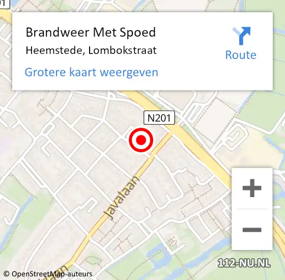 Locatie op kaart van de 112 melding: Brandweer Met Spoed Naar Heemstede, Lombokstraat op 25 augustus 2024 00:44