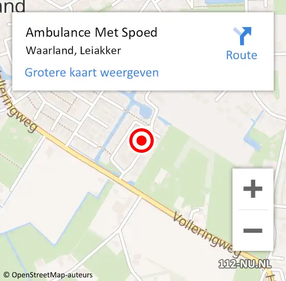 Locatie op kaart van de 112 melding: Ambulance Met Spoed Naar Waarland, Leiakker op 25 augustus 2024 00:51