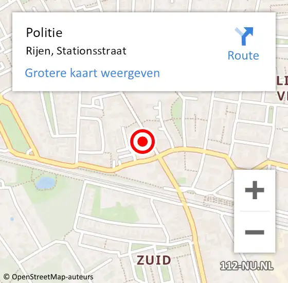 Locatie op kaart van de 112 melding: Politie Rijen, Stationsstraat op 25 augustus 2024 00:51