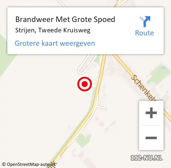 Locatie op kaart van de 112 melding: Brandweer Met Grote Spoed Naar Strijen, Tweede Kruisweg op 25 augustus 2024 00:56