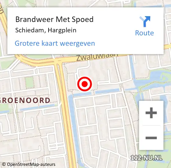 Locatie op kaart van de 112 melding: Brandweer Met Spoed Naar Schiedam, Hargplein op 25 augustus 2024 00:57