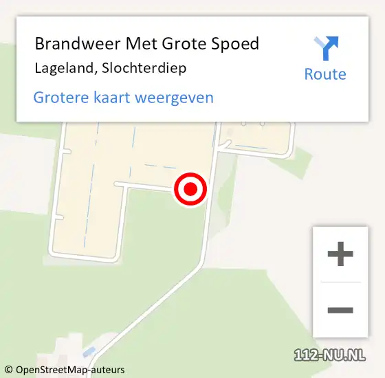 Locatie op kaart van de 112 melding: Brandweer Met Grote Spoed Naar Lageland, Slochterdiep op 25 augustus 2024 01:27