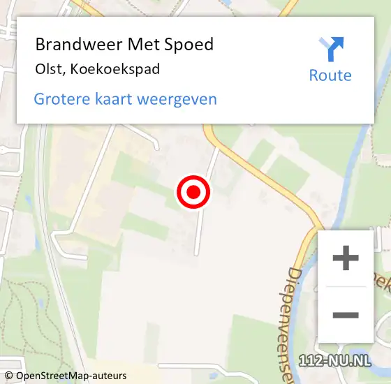 Locatie op kaart van de 112 melding: Brandweer Met Spoed Naar Olst, Koekoekspad op 25 augustus 2024 01:36