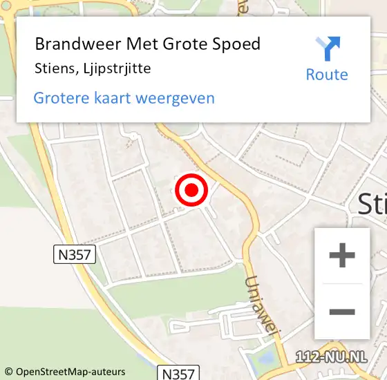 Locatie op kaart van de 112 melding: Brandweer Met Grote Spoed Naar Stiens, Ljipstrjitte op 25 augustus 2024 01:52