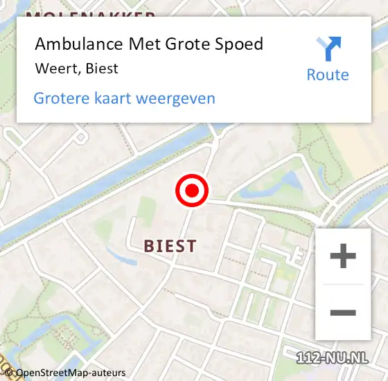 Locatie op kaart van de 112 melding: Ambulance Met Grote Spoed Naar Weert, Biest op 25 augustus 2024 02:03