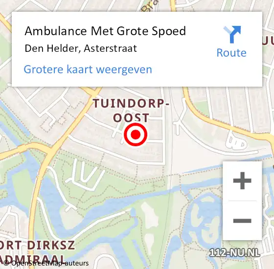 Locatie op kaart van de 112 melding: Ambulance Met Grote Spoed Naar Den Helder, Asterstraat op 25 augustus 2024 02:16