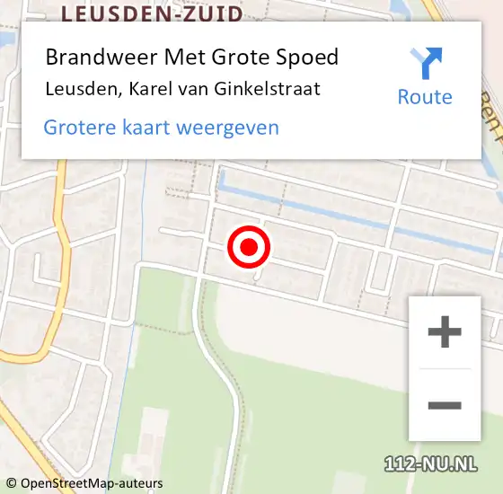 Locatie op kaart van de 112 melding: Brandweer Met Grote Spoed Naar Leusden, Karel van Ginkelstraat op 25 augustus 2024 02:49