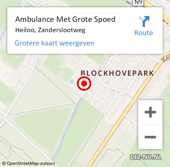 Locatie op kaart van de 112 melding: Ambulance Met Grote Spoed Naar Heiloo, Zanderslootweg op 25 augustus 2024 02:54