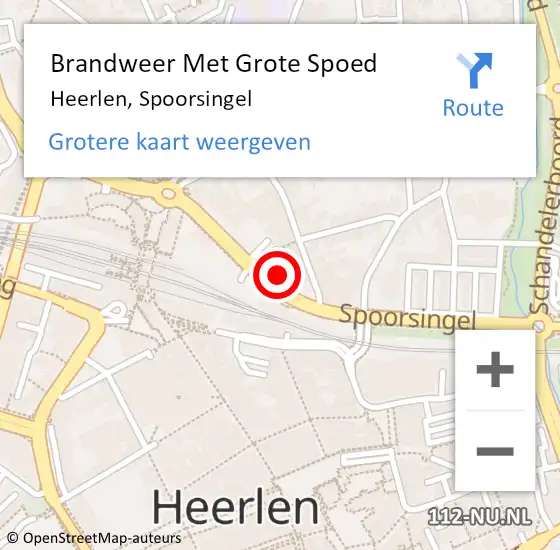 Locatie op kaart van de 112 melding: Brandweer Met Grote Spoed Naar Heerlen, Spoorsingel op 25 augustus 2024 03:08