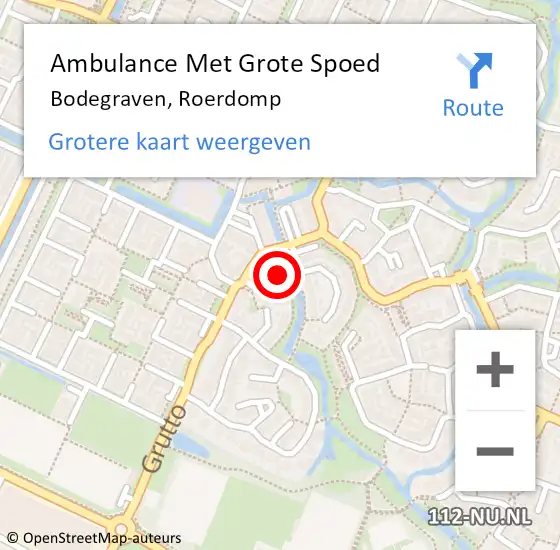 Locatie op kaart van de 112 melding: Ambulance Met Grote Spoed Naar Bodegraven, Roerdomp op 25 augustus 2024 03:31