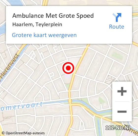 Locatie op kaart van de 112 melding: Ambulance Met Grote Spoed Naar Haarlem, Teylerplein op 25 augustus 2024 03:56