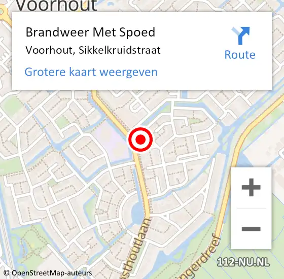 Locatie op kaart van de 112 melding: Brandweer Met Spoed Naar Voorhout, Sikkelkruidstraat op 25 augustus 2024 03:58