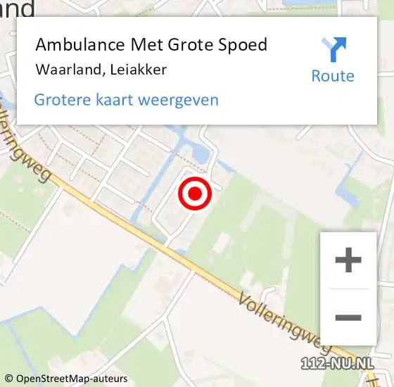 Locatie op kaart van de 112 melding: Ambulance Met Grote Spoed Naar Waarland, Leiakker op 25 augustus 2024 05:40