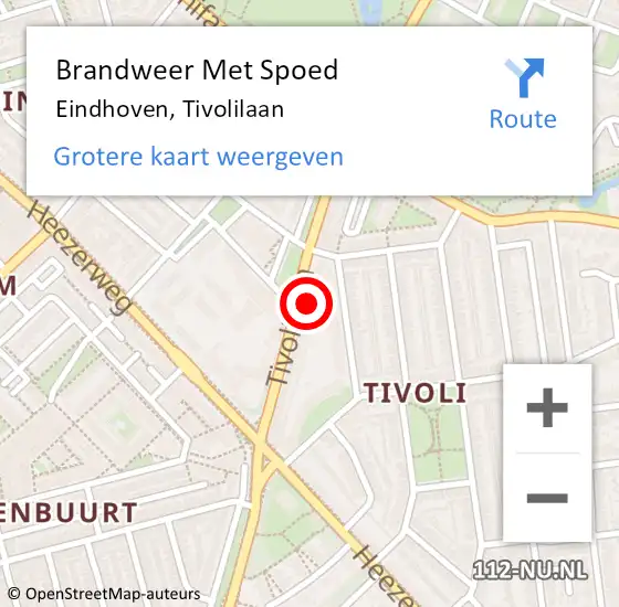 Locatie op kaart van de 112 melding: Brandweer Met Spoed Naar Eindhoven, Tivolilaan op 25 augustus 2024 06:22