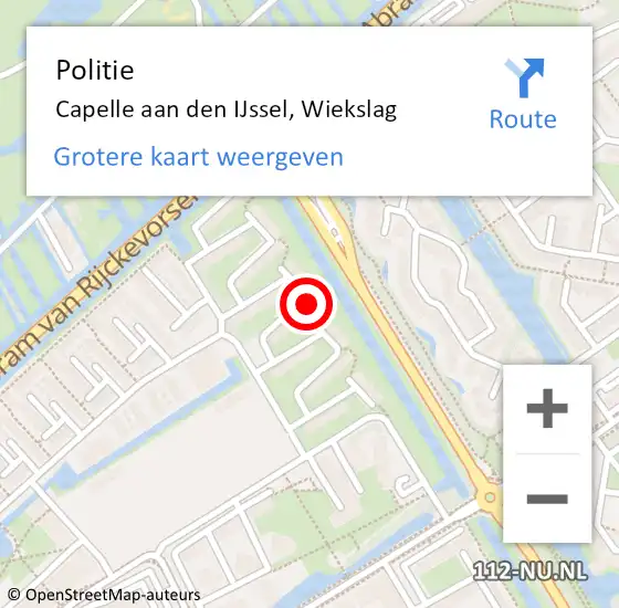 Locatie op kaart van de 112 melding: Politie Capelle aan den IJssel, Wiekslag op 25 augustus 2024 06:23