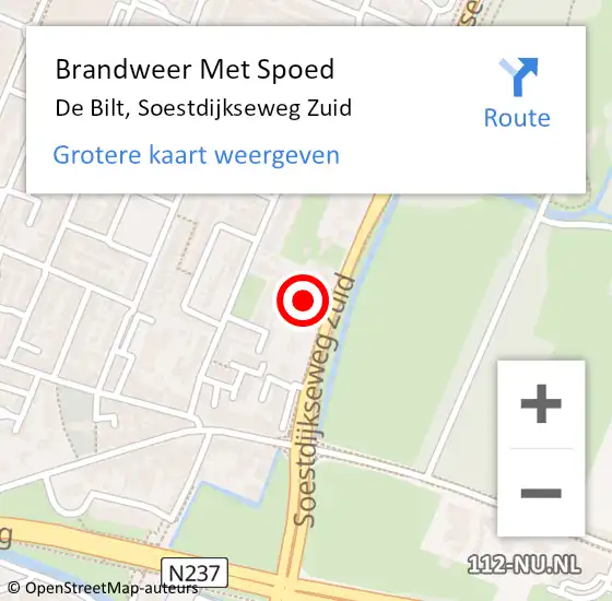 Locatie op kaart van de 112 melding: Brandweer Met Spoed Naar De Bilt, Soestdijkseweg Zuid op 25 augustus 2024 06:38