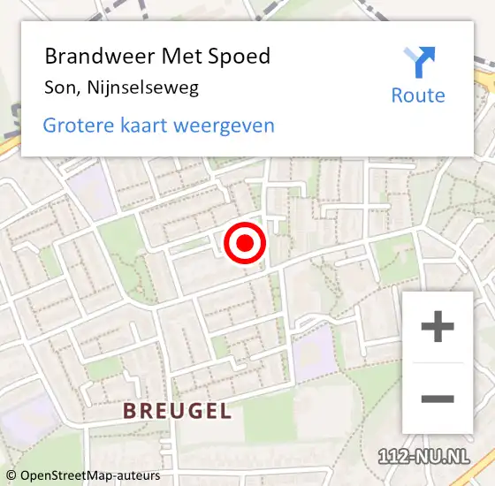 Locatie op kaart van de 112 melding: Brandweer Met Spoed Naar Son, Nijnselseweg op 25 augustus 2024 07:45