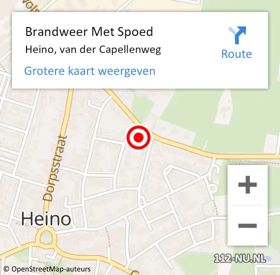 Locatie op kaart van de 112 melding: Brandweer Met Spoed Naar Heino, van der Capellenweg op 25 augustus 2024 07:49