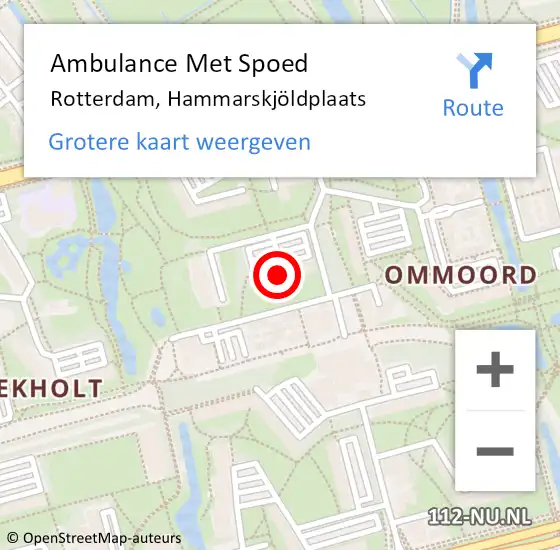 Locatie op kaart van de 112 melding: Ambulance Met Spoed Naar Rotterdam, Hammarskjöldplaats op 25 augustus 2024 09:21