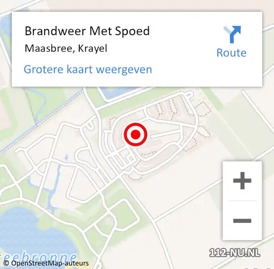 Locatie op kaart van de 112 melding: Brandweer Met Spoed Naar Maasbree, Krayel op 25 augustus 2024 09:30