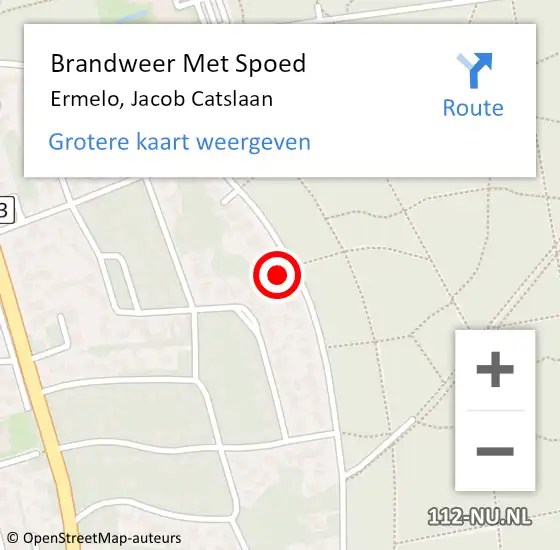 Locatie op kaart van de 112 melding: Brandweer Met Spoed Naar Ermelo, Jacob Catslaan op 25 augustus 2024 09:33