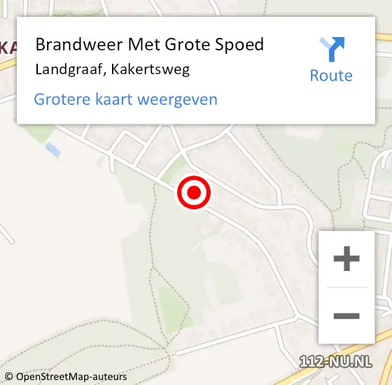 Locatie op kaart van de 112 melding: Brandweer Met Grote Spoed Naar Landgraaf, Kakertsweg op 25 augustus 2024 09:37