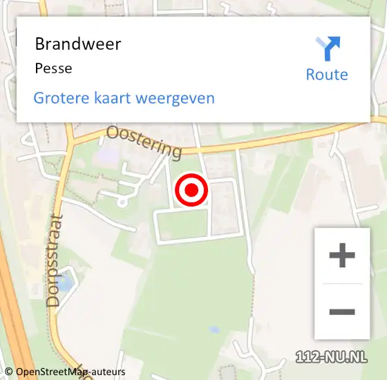 Locatie op kaart van de 112 melding: Brandweer Pesse op 25 augustus 2024 09:40