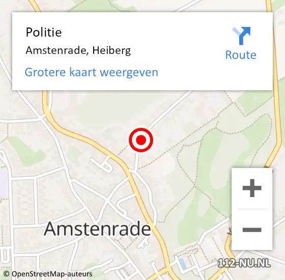 Locatie op kaart van de 112 melding: Politie Amstenrade, Heiberg op 25 augustus 2024 10:16