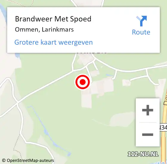 Locatie op kaart van de 112 melding: Brandweer Met Spoed Naar Ommen, Larinkmars op 25 augustus 2024 10:37