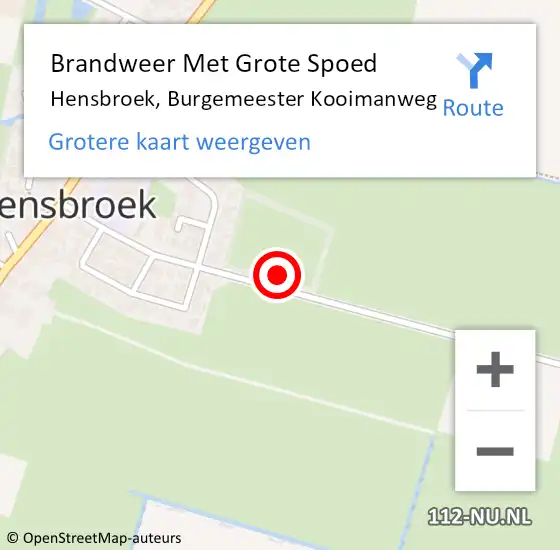 Locatie op kaart van de 112 melding: Brandweer Met Grote Spoed Naar Hensbroek, Burgemeester Kooimanweg op 25 augustus 2024 10:41