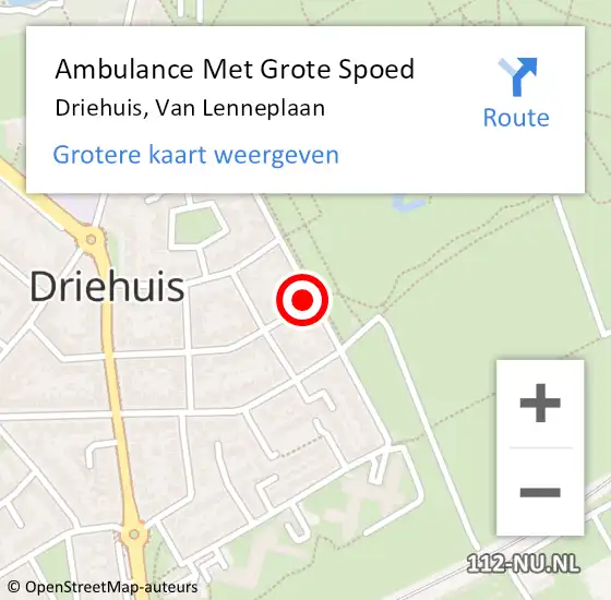 Locatie op kaart van de 112 melding: Ambulance Met Grote Spoed Naar Driehuis, Van Lenneplaan op 25 augustus 2024 10:44