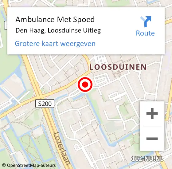 Locatie op kaart van de 112 melding: Ambulance Met Spoed Naar Den Haag, Loosduinse Uitleg op 25 augustus 2024 10:45