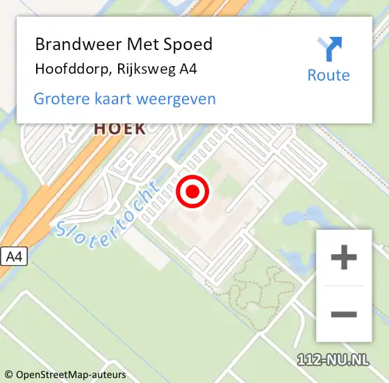 Locatie op kaart van de 112 melding: Brandweer Met Spoed Naar Hoofddorp, Rijksweg A4 op 25 augustus 2024 10:47