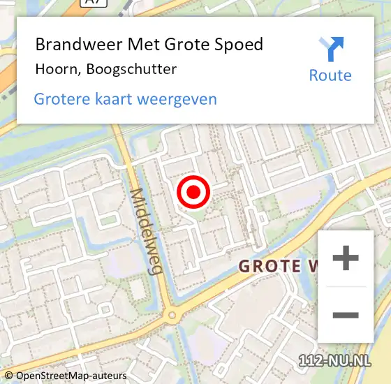 Locatie op kaart van de 112 melding: Brandweer Met Grote Spoed Naar Hoorn, Boogschutter op 25 augustus 2024 11:00