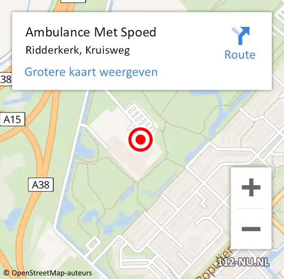 Locatie op kaart van de 112 melding: Ambulance Met Spoed Naar Ridderkerk, Kruisweg op 25 augustus 2024 11:03