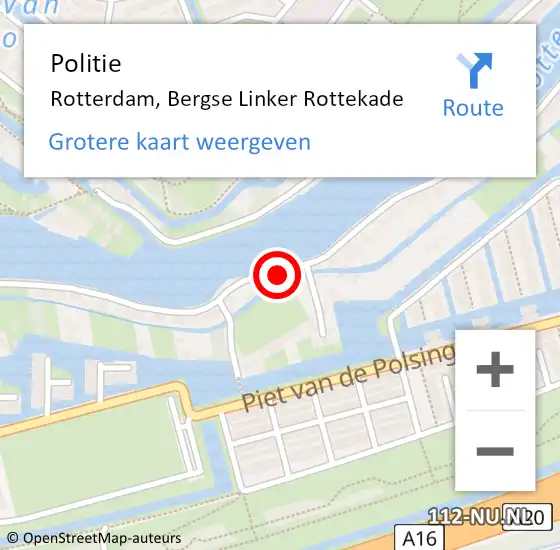 Locatie op kaart van de 112 melding: Politie Rotterdam, Bergse Linker Rottekade op 25 augustus 2024 11:07