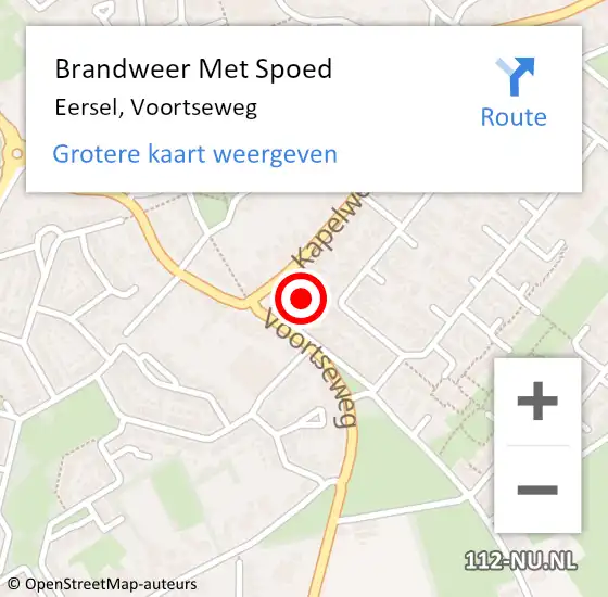 Locatie op kaart van de 112 melding: Brandweer Met Spoed Naar Eersel, Voortseweg op 25 augustus 2024 11:10